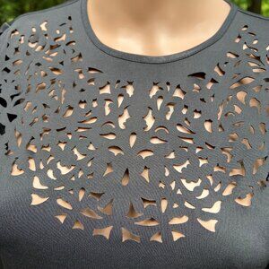 Clover Canyon Knee High Black Long Sleeve Dress a Hollow-Out Design Size Medium